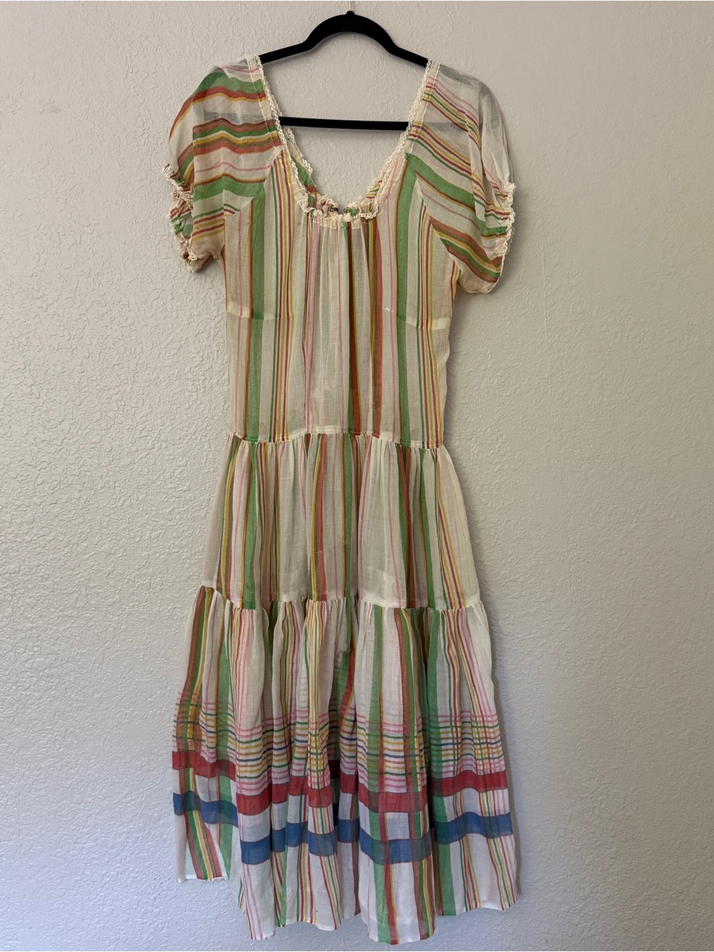 Vintage 1950s Semi-Sheer Striped Midi Dress - Picture 2 of 8